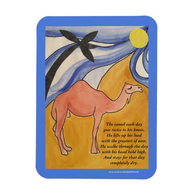 The camel poem magnet (blue) (Vertical)