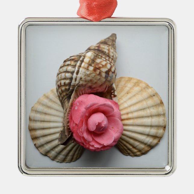 The Camellia And The Shells Metal Tree Decoration (Front)