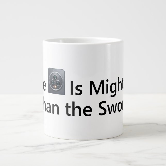 The Camera Is Mightier Than the Sword Large Coffee Mug (Front)