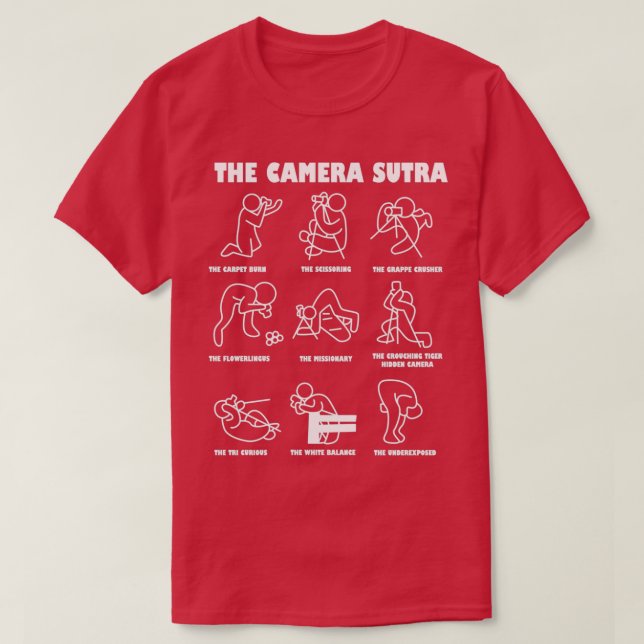 The Camera Sutra Kamasutra Photographer Cameraman  T-Shirt (Design Front)