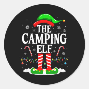 The Camping Elf Xmas Funny Matching Family Group C Classic Round Sticker