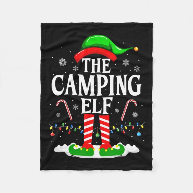 The Camping Elf Xmas Funny Matching Family Group C Fleece Blanket (Front)