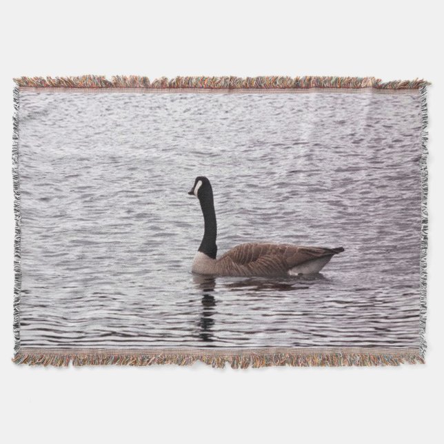 The Canada Goose on Lake Throw Blanket (Front)