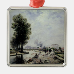 The Canal de l'Ourcq near Pantin, 1871 Metal Tree Decoration