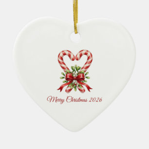 The Candy Cane Heart Ceramic Tree Decoration