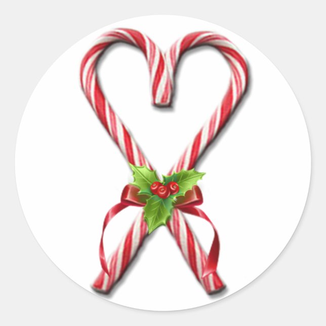 The Candy Canes Heart Collection 2 Classic Round Sticker (Front)
