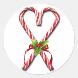 The Candy Canes Heart Collection 2 Classic Round Sticker