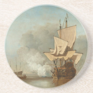 The Cannon Shot by Willem van de Velde the Younger Coaster