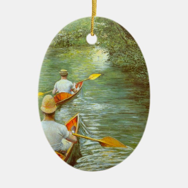 The Canoes, Perissoires by Gustave Caillebotte Ceramic Tree Decoration (Front)
