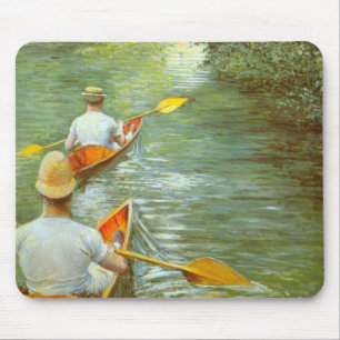 The Canoes, Perissoires by Gustave Caillebotte Mouse Mat