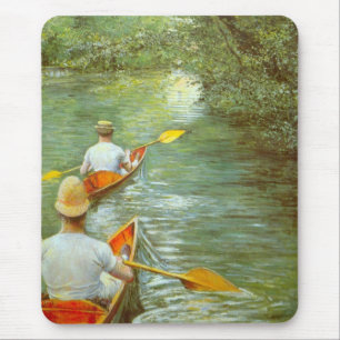 The Canoes, Perissoires by Gustave Caillebotte Mouse Mat