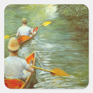 The Canoes, Perissoires by Gustave Caillebotte Square Sticker