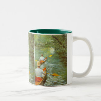 The Canoes, Perissoires by Gustave Caillebotte Two-Tone Coffee Mug