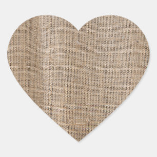 The canvas of burlap texture heart sticker