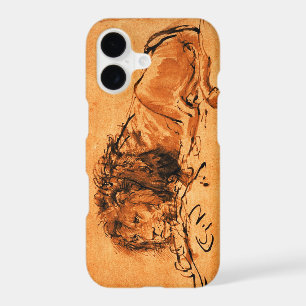 THE CAPE LION LYING DOWN, Antique orange ,Black