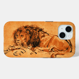 THE CAPE LION LYING DOWN, Antique orange ,Black iPhone 15 Case