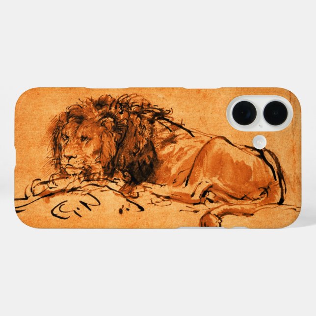 THE CAPE LION LYING DOWN, Antique orange ,Black Case-Mate iPhone Case (Back (Horizontal))