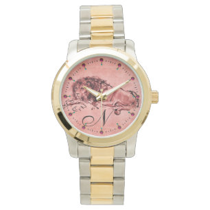 THE CAPE LION LYING DOWN,Antique Pink Red Monogram Watch