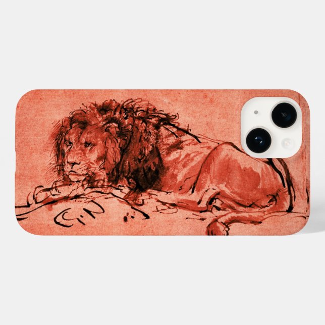 THE CAPE LION LYING DOWN, Antique Red ,Black Case-Mate iPhone Case (Back (Horizontal))