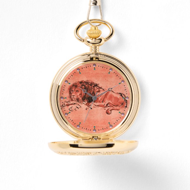 THE CAPE LION LYING DOWN, Antique Red, Black Watch (Front)