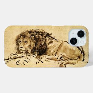 THE CAPE LION LYING DOWN, Antique sepia ,Black iPhone 15 Case