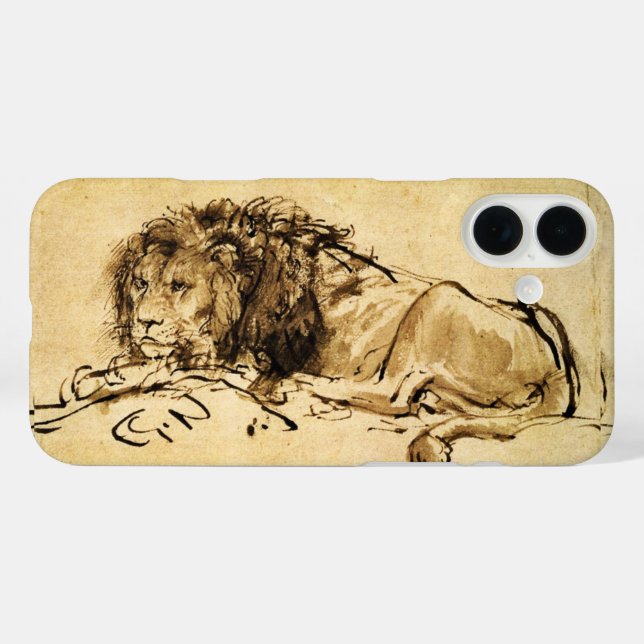 THE CAPE LION LYING DOWN, Antique sepia ,Black Case-Mate iPhone Case (Back (Horizontal))