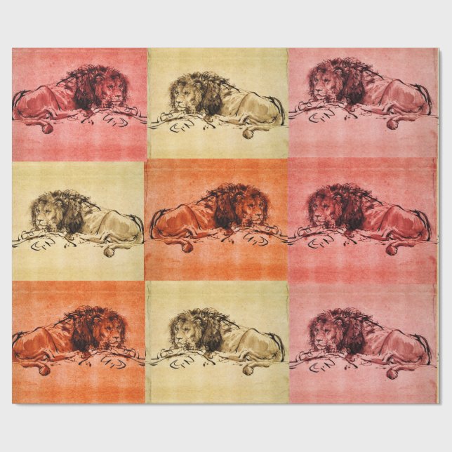 THE CAPE LION LYING DOWN, by Rembrandt  Wrapping Paper (Flat)