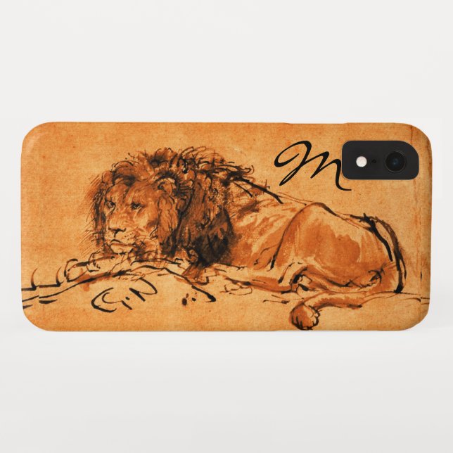 THE CAPE LION LYING DOWN, Orange ,Black Monogram Case-Mate iPhone Case (Back (Horizontal))