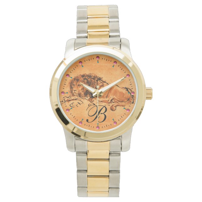 THE CAPE LION LYING DOWN, Orange Yellow Monogram Watch (Front)