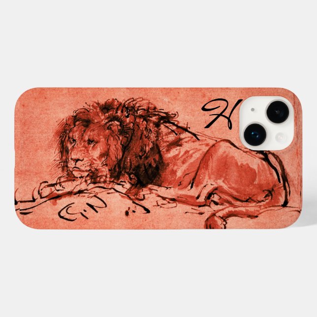 THE CAPE LION LYING DOWN, Pink ,Black Monogram Case-Mate iPhone Case (Back (Horizontal))