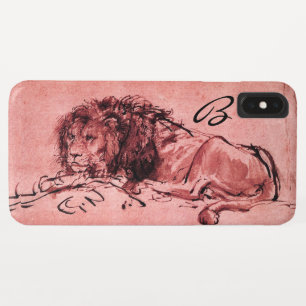 THE CAPE LION LYING DOWN, Pink ,Black Monogram iPhone XS Max Case