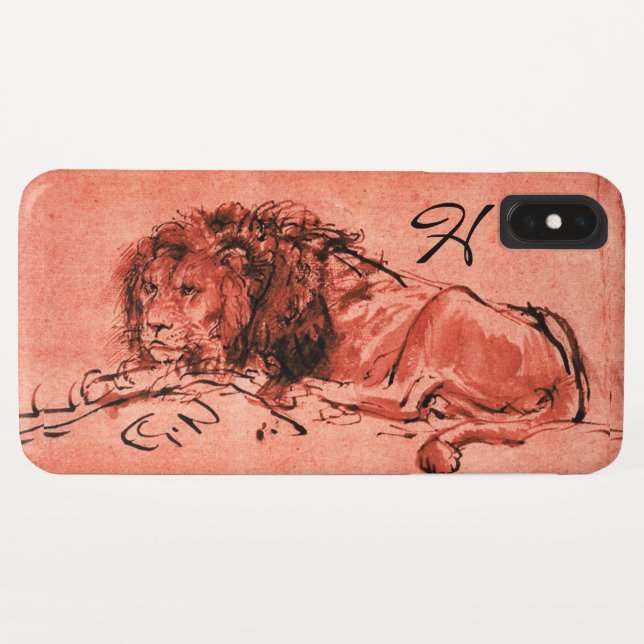 THE CAPE LION LYING DOWN, Pink ,Black Monogram Case-Mate iPhone Case (Back (Horizontal))