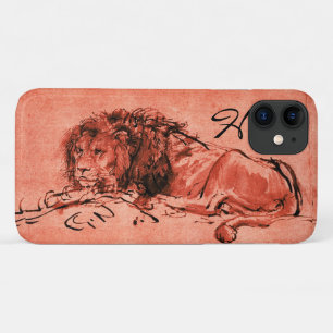 THE CAPE LION LYING DOWN, Pink ,Black Monogram iPhone 11 Case