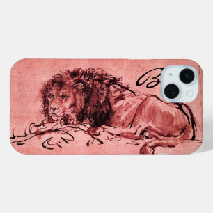 THE CAPE LION LYING DOWN, Pink ,Black Monogram iPhone 15 Mini Case