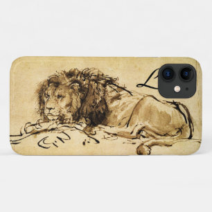 THE CAPE LION LYING DOWN, Sepia ,Black Monogram iPhone 11 Case