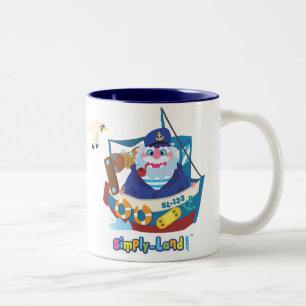 The captain in his trawler Two-Tone coffee mug