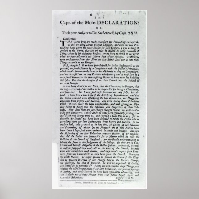 The Captain of the Mobs Declaration Poster (Front)