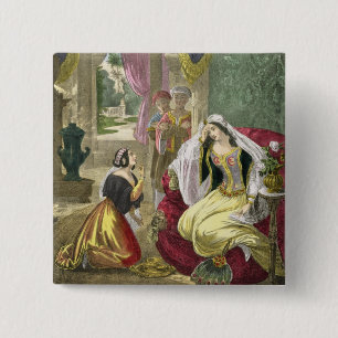 The Captive Hebrew Maid that Waited on Naaman's Wi 15 Cm Square Badge