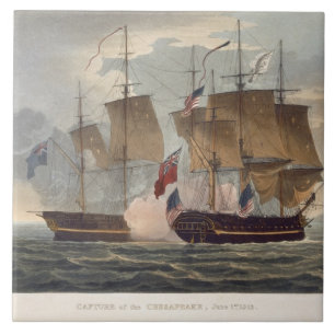 The Capture of the Chesapeake, June 1st 1813, engr Tile
