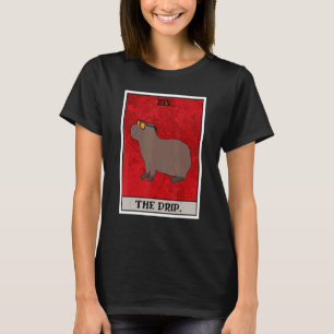 The Capybara Drip Tarot Card Semi Aquatic Big Rode T-Shirt