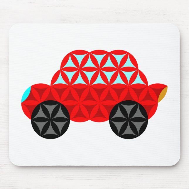 The Car Of Life - Sacred Shapes A3,Red. Mouse Mat (Front)