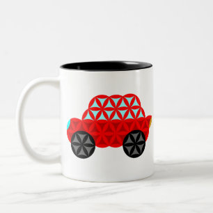 The Car Of Life - Sacred Shapes A3,Red. Two-Tone Coffee Mug