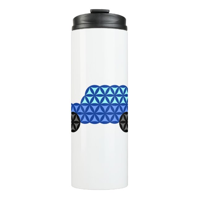 The Car Of Life - Sacred Shapes B1,Blue. Thermal Tumbler (Front)