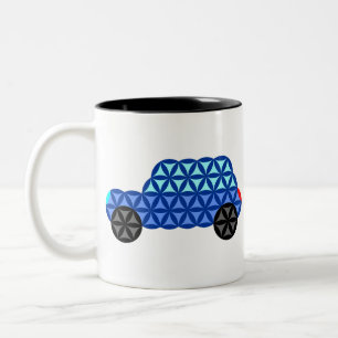 The Car Of Life - Sacred Shapes B1,Blue. Two-Tone Coffee Mug