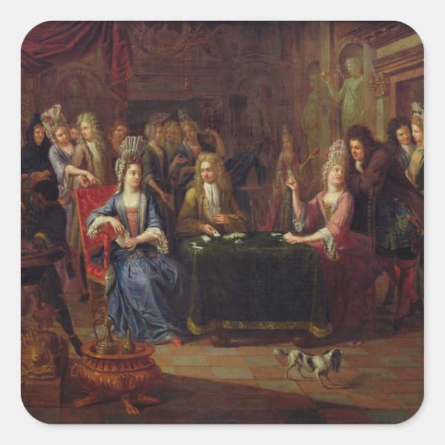 The Card Players, 1699 Square Sticker (Front)