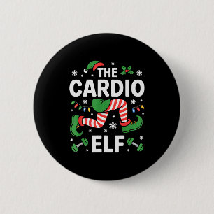 The Cardio Elf Funny Fitness Christmas Gym Workout 6 Cm Round Badge