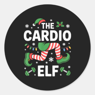 The Cardio Elf Funny Fitness Christmas Gym Workout Classic Round Sticker