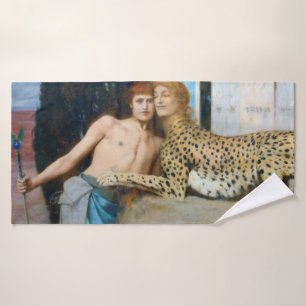 The Caresses, Fernand Khnopff Bath Towel