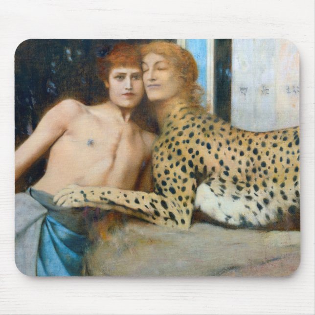 The Caresses, Fernand Khnopff Mouse Mat (Front)