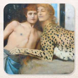 The Caresses, Fernand Khnopff Square Paper Coaster